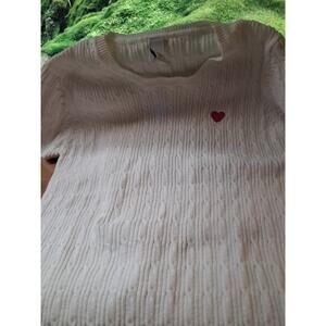 Gap Kids White Sweater With Pink Heart Girls Size Small (6-7)